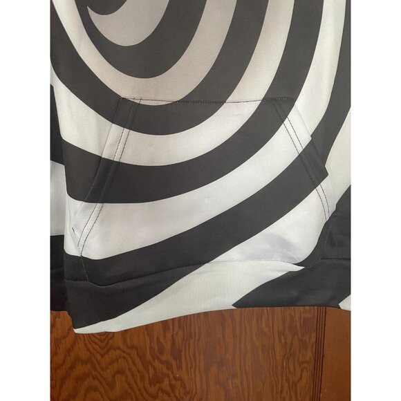 Black Grey White Swirl Hoodie Sweatshirt Psychedelic Geometric Skater New XL - Picture 3 of 9